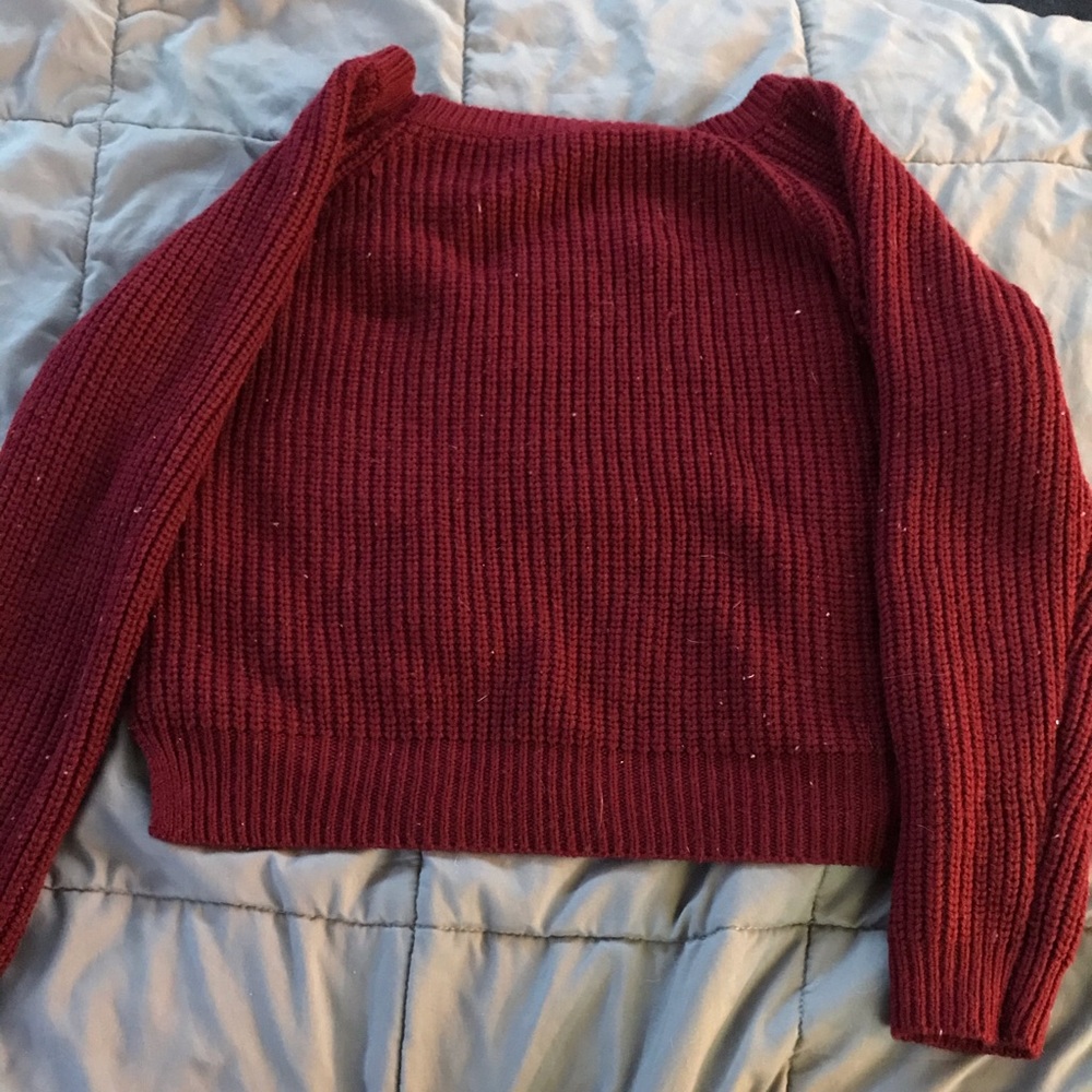 Reddish colored cropped sweater